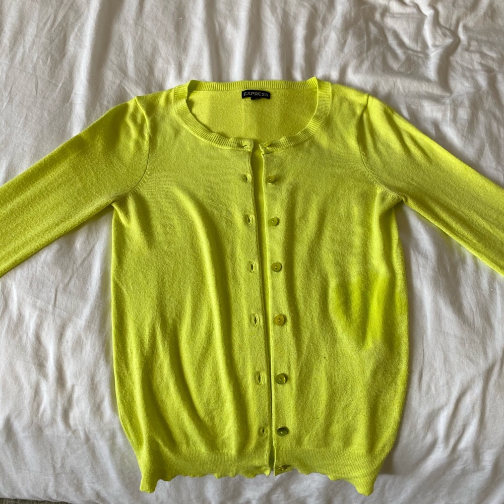 Express Light Green Button Cardigan - image 4